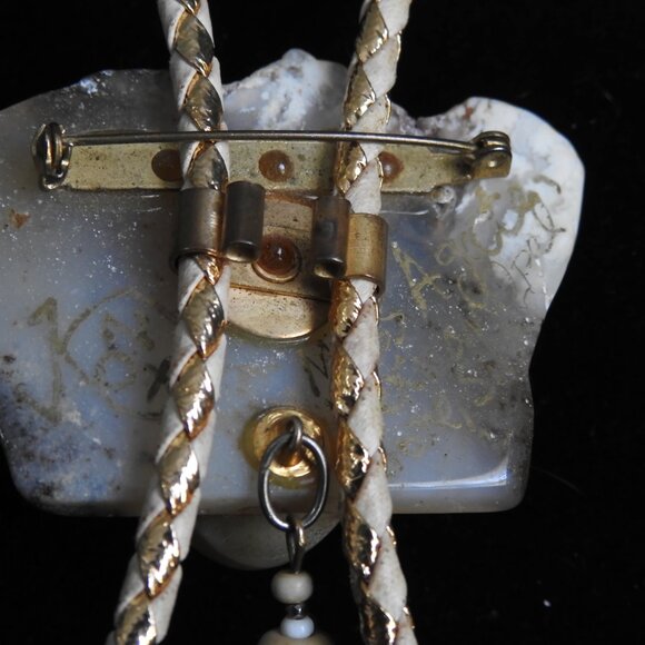 Handmade Artisan Moss Agate & Mexican Opal Bone Silver Bolo Tie - Picture 7 of 7